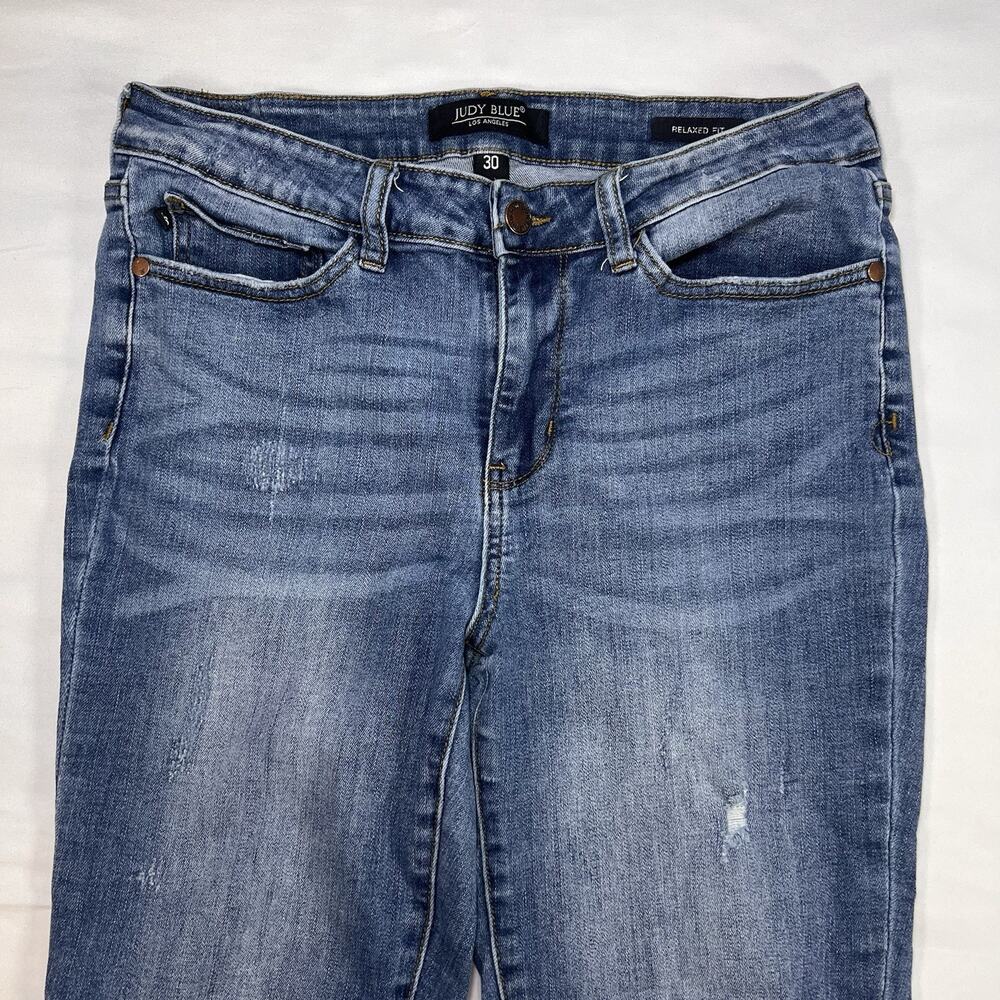 Judy Blue Jeans Women’s Size 30 Denim Relaxed Fit Distressed Stretch JB8271 DK - Picture 2 of 12